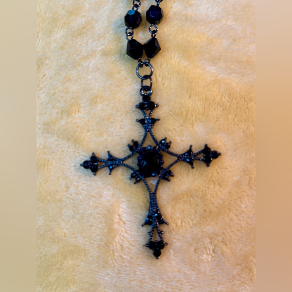 Victorian Era Gothic Cross Necklace - Picture 4 of 7